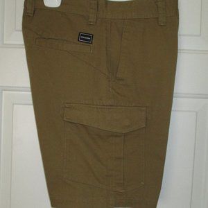 Volcom Young Mens Flat Front Brown Cotton/Poly Cargo Short Pant NWOT - Size 30W*